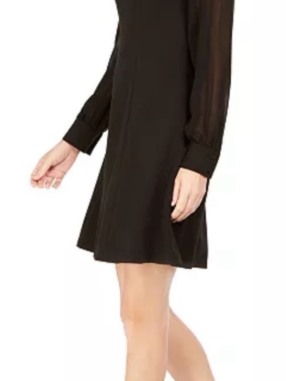 Calvin Klein Black Long-Sleeve Sheer-Sleeve Dress - Picture 2 of 16
